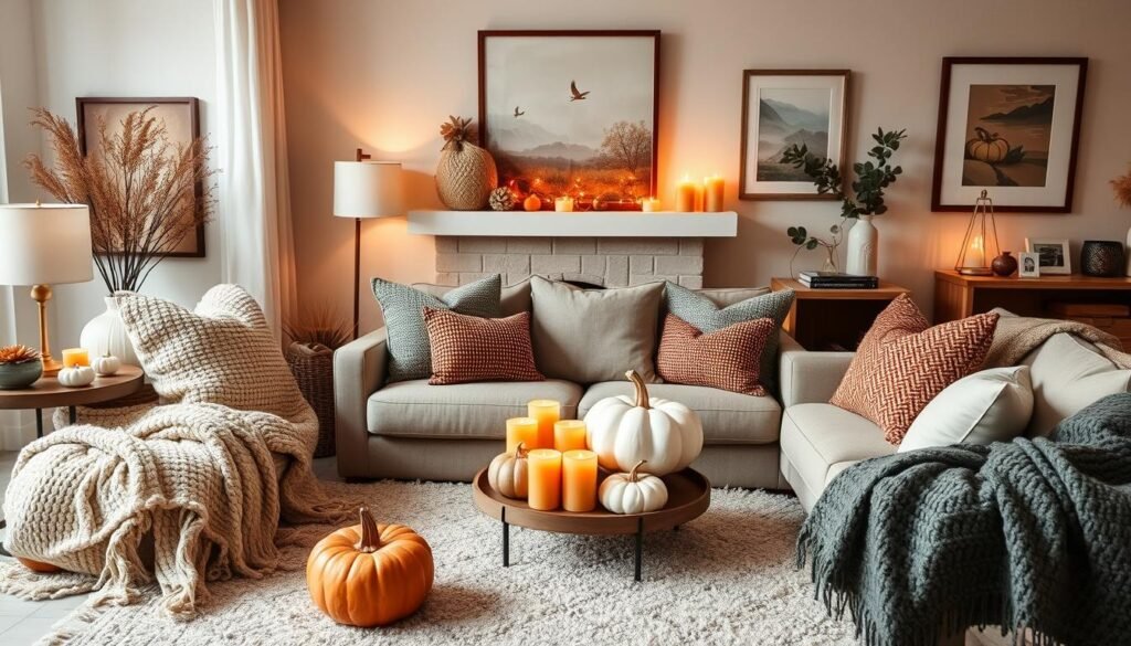 Cozy fall living room with all the recommended Amazon decor items styled together