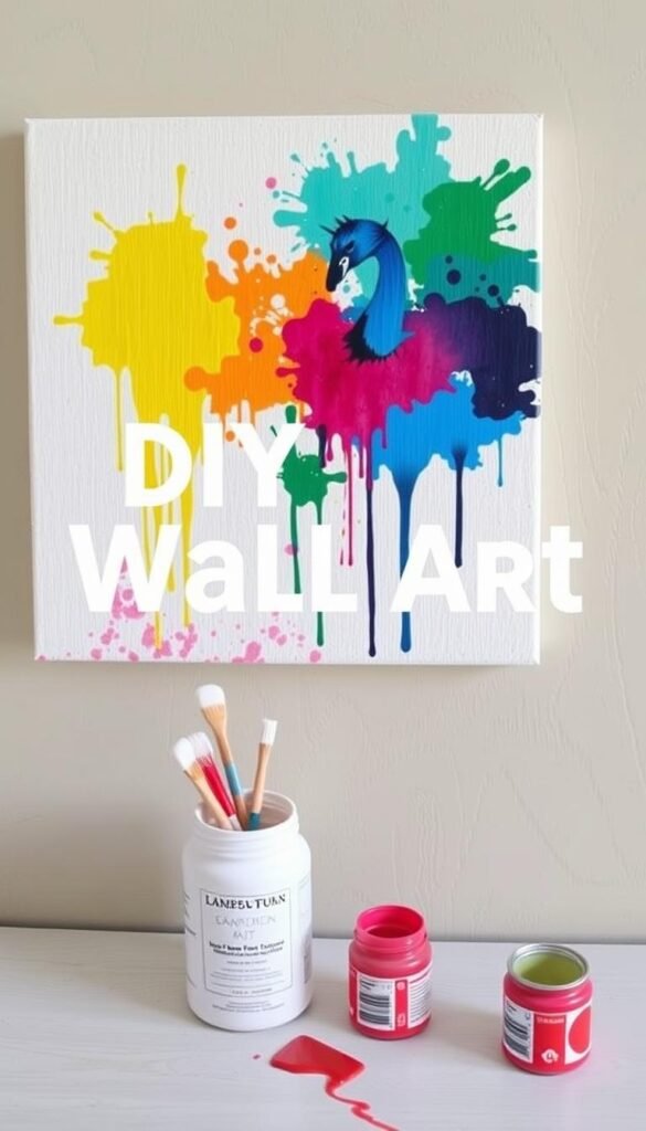 Create a DIY wall art project using canvas and paint.
