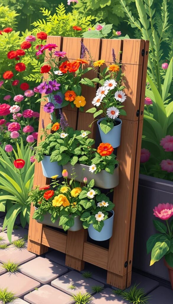 Image of a vertical pallet planter