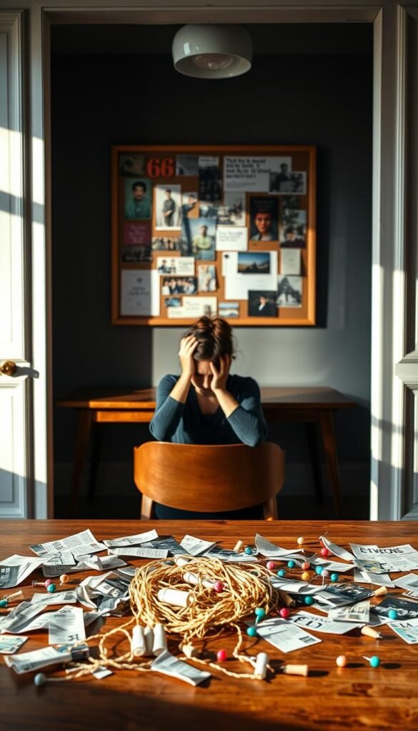 A neatly organized vision board with carefully selected images and words, displayed on a stylish wooden table. In the foreground, a haphazard collection of cut-out magazine clippings, tangled string, and mismatched push pins, representing common mistakes - overcrowding, lack of cohesion, and poor presentation. The middle ground features a person seated at the table, their head in their hands, expressing frustration. The background depicts a dreary, dimly lit room, underscoring the sense of disappointment that can arise from a poorly executed vision board. Soft, natural lighting casts shadows and highlights the contrasting approaches, guiding the viewer's focus to the core message. A neatly organized vision board with carefully selected images and words, displayed on a stylish wooden table. In the foreground, a haphazard collection of cut-out magazine clippings, tangled string, and mismatched push pins, representing common mistakes - overcrowding, lack of cohesion, and poor presentation. The middle ground features a person seated at the table, their head in their hands, expressing frustration. The background depicts a dreary, dimly lit room, underscoring the sense of disappointment that can arise from a poorly executed vision board. Soft, natural lighting casts shadows and highlights the contrasting approaches, guiding the viewer's focus to the core message.
