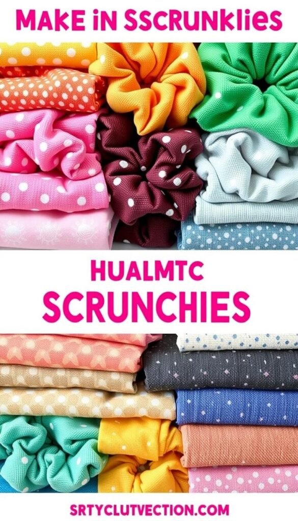 Image of various fabrics suitable for scrunchies