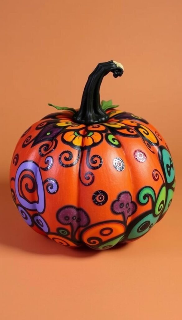 Image of a decorated no-carve pumpkin