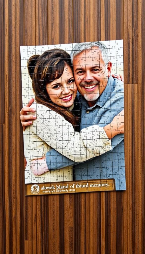 Create an image of a customized photo puzzle with a cherished memory