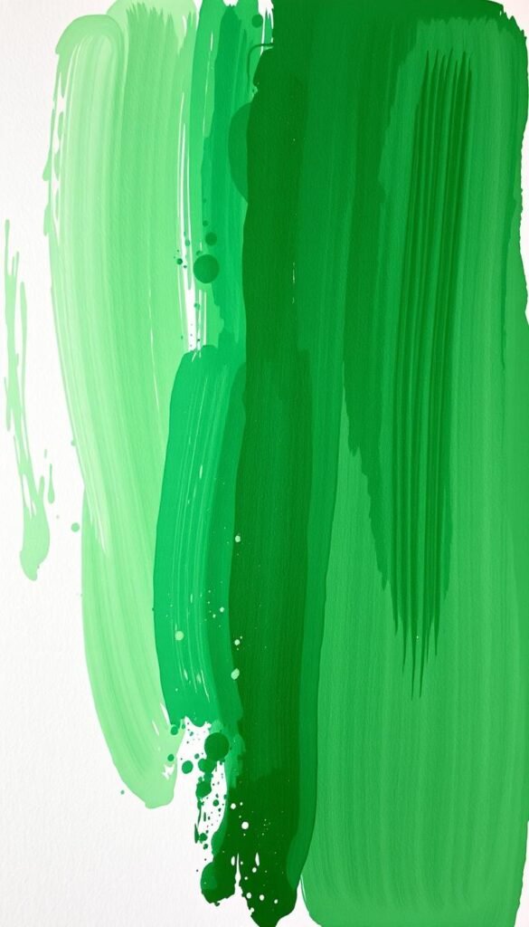 Design an oversized brush-printed Christmas card with green and white acrylic paint.