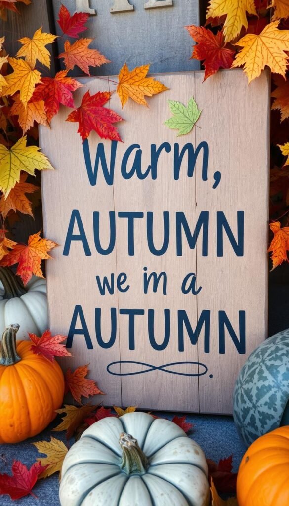 Distressed wood sign with a fall message