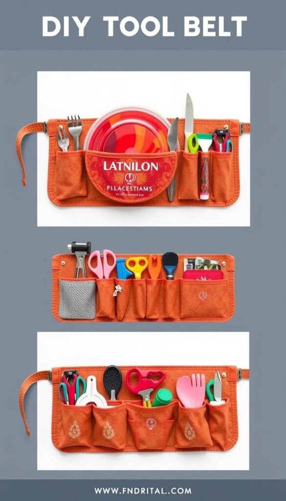 Generate an image of a DIY place mat tool belt.
