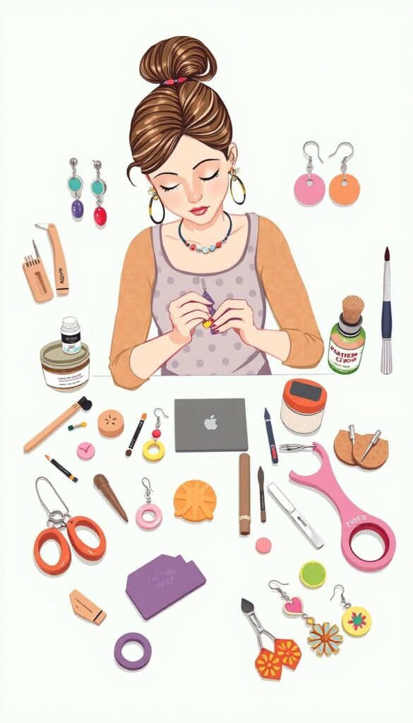 Image of polymer clay earrings being made