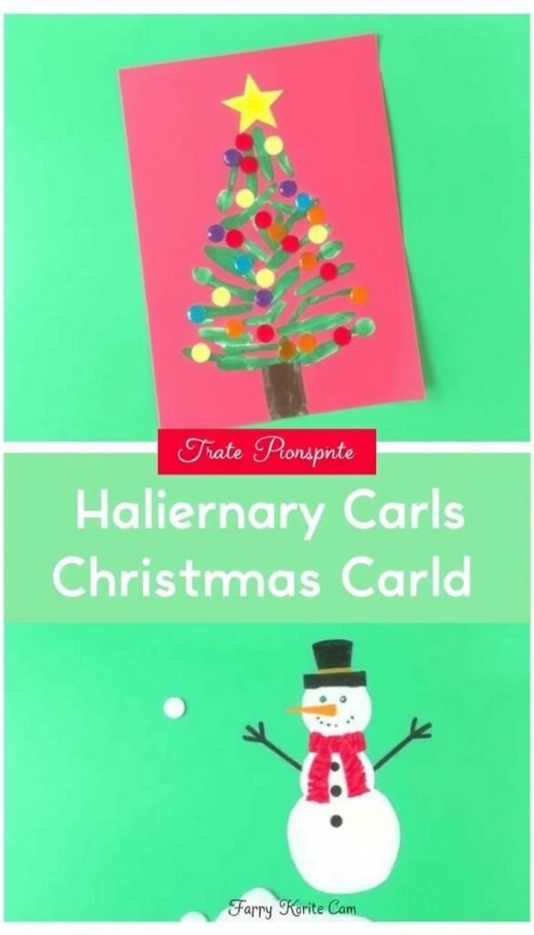Show a Christmas card with a fingerprint tree or snowman.