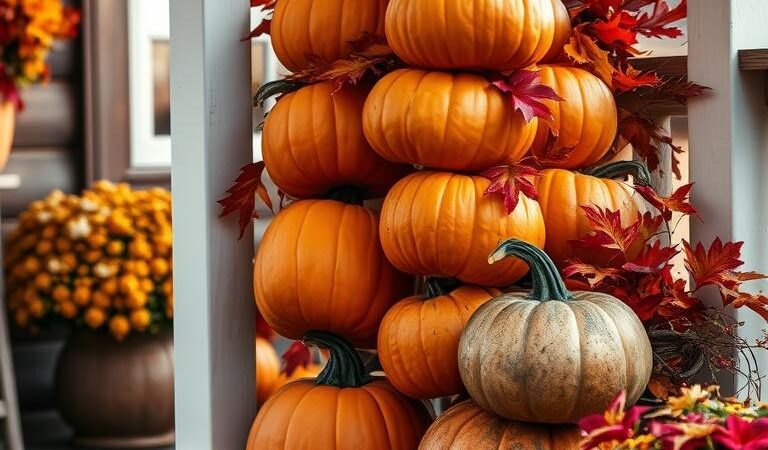 12 Stacked Pumpkin Ideas for Porch, Patio, and Holiday Decor