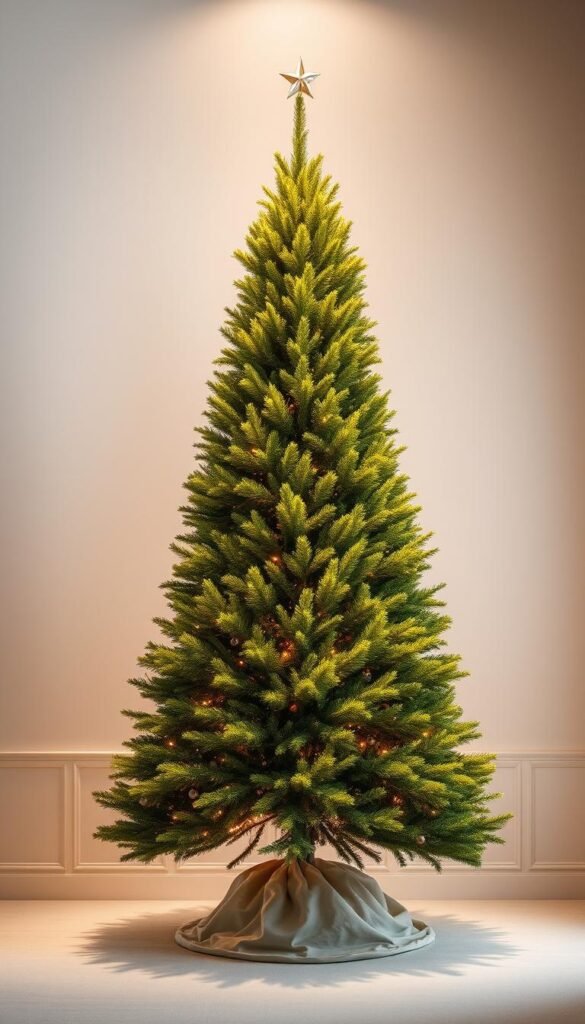 A stately Christmas tree stands tall and proud, its lush, verdant branches reaching skyward. Soft, warm lighting illuminates the scene, casting a cozy, inviting glow. The tree's base is adorned with a simple, neutral-toned skirt, allowing the natural beauty of the tree to take center stage. In the background, a serene, minimalist setting with clean lines and muted colors provides a calming backdrop, emphasizing the tree's role as the focal point. The overall mood is one of tranquility and simplicity, inviting the viewer to bask in the serene elegance of this timeless holiday centerpiece. A stately Christmas tree stands tall and proud, its lush, verdant branches reaching skyward. Soft, warm lighting illuminates the scene, casting a cozy, inviting glow. The tree's base is adorned with a simple, neutral-toned skirt, allowing the natural beauty of the tree to take center stage. In the background, a serene, minimalist setting with clean lines and muted colors provides a calming backdrop, emphasizing the tree's role as the focal point. The overall mood is one of tranquility and simplicity, inviting the viewer to bask in the serene elegance of this timeless holiday centerpiece.