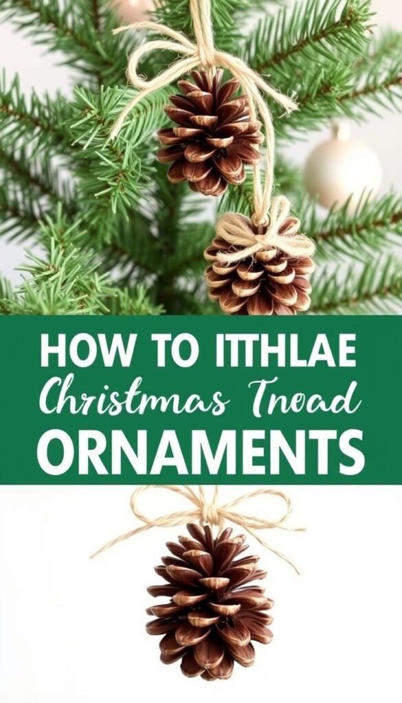 Create a modern Christmas tree ornament using natural materials like pinecones and twine. Create a modern Christmas tree ornament using natural materials like pinecones and twine.