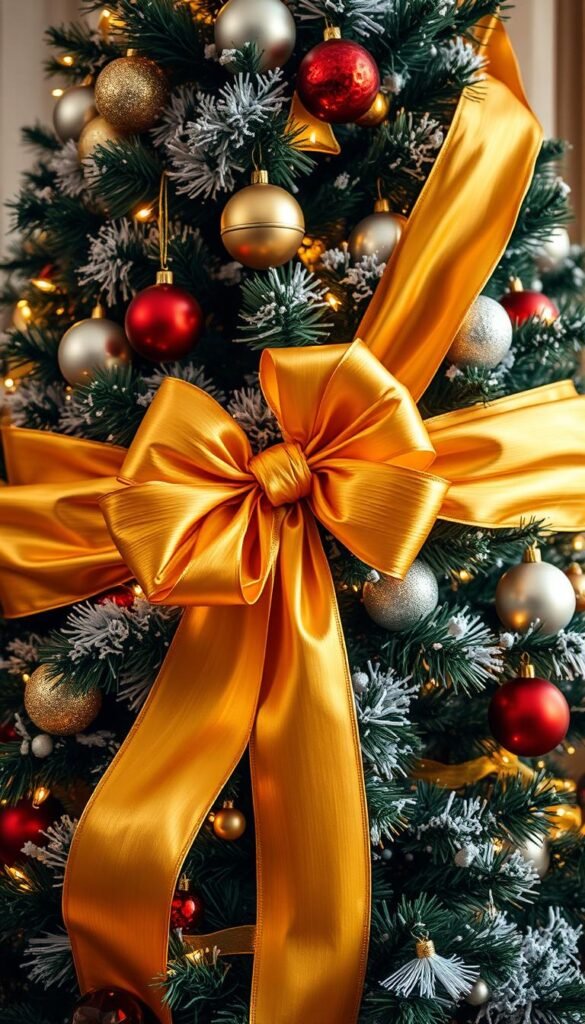Gold Christmas tree ribbon