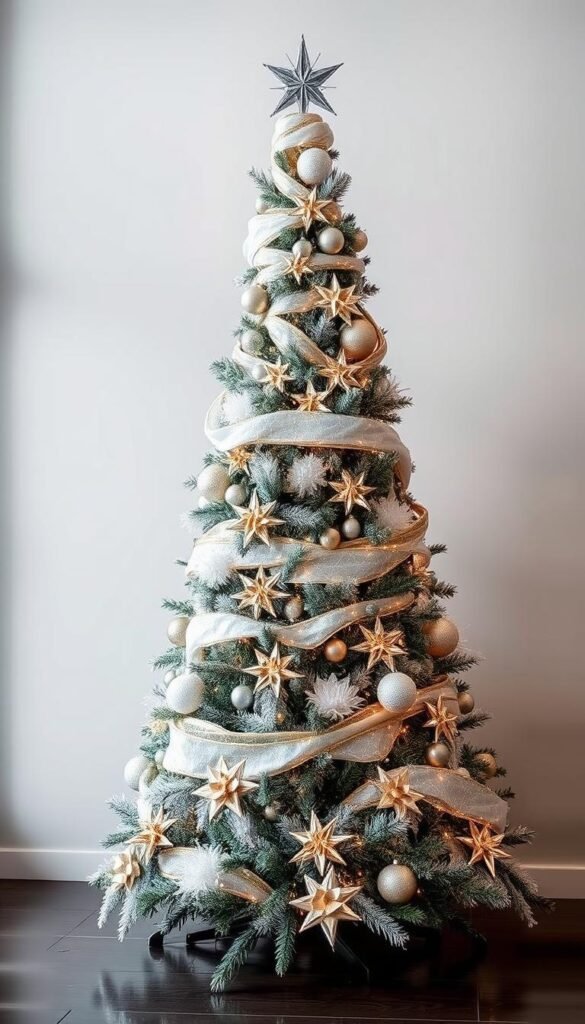 Modern Christmas tree with sleek lines and innovative materials Modern Christmas tree with sleek lines and innovative materials