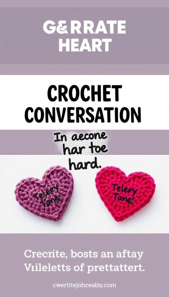 Generate an image of a crochet conversation heart with a personalized message.