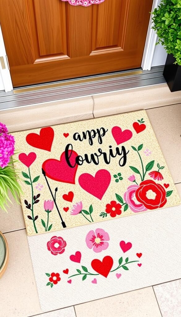 Layered doormat with Valentine's Day theme Layered doormat with Valentine's Day theme