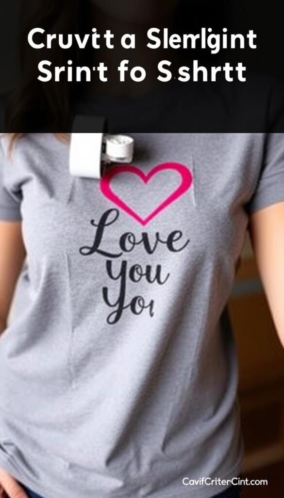 T-shirt with a Cricut-made design featuring a heart and the phrase "Love You"